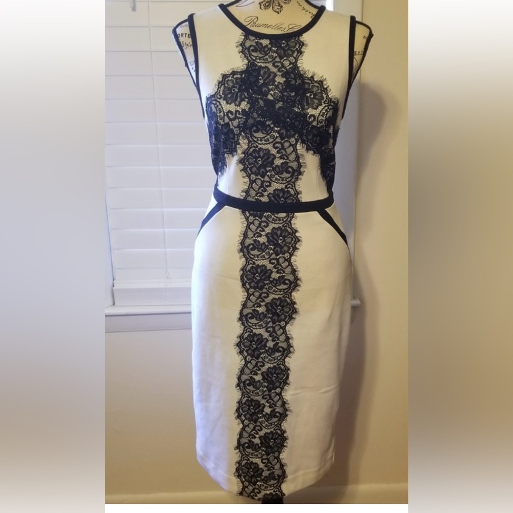 Nicole Miller White/Black lace dress